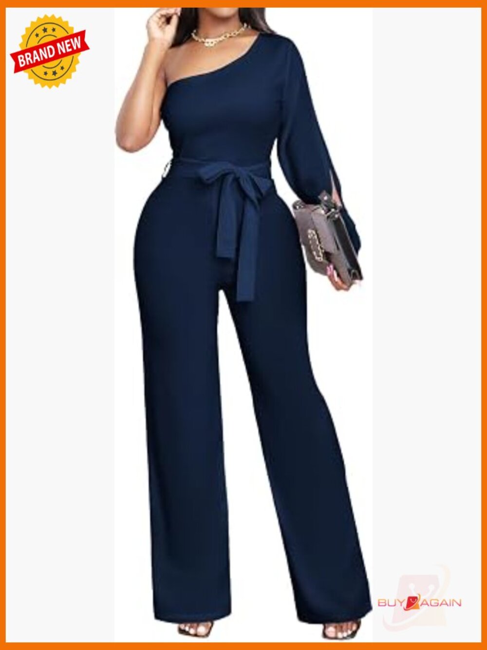 Women's Formal Jumpsuit with Zipper Long Straight Pants